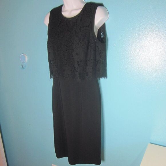 Rebecca Taylor Womens Size 4 Black Knee Length Dress with Lace Overlay Unworn - Picture 1 of 13